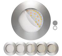 Scandinavian home Juego de 6 focos LED y regulables WarmDim 230V 5,8W blanco cálido 60mm - 70mm I baño I CRI 90 580lm 3100K 68mm I Diseño en acero inoxidable con vidrio esmerilado