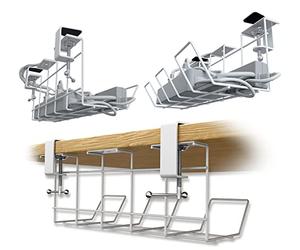 Scandinavian Hub Gestión de Cables Debajo de la Mesa, Juego de 2 canaletas para Escritorio, gestión de Cables, Soporte Modular para Cables disipa el Calor, Bandeja para Cables espaciosa, Cesta para