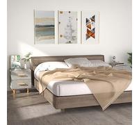 Scandinavian Nightstand Set of 2, Concrete Gray Bedside Table with 2 Drawers & Eucalyptus Wood Legs, 40x35x47.5 cm, Modern Storage End Table for Bedroom Living Room