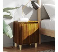 Scandinavian Nightstand Set of 2 with Brown Oak Wood Legs, 40x30x50cm Bedside Table with Storage Shelf, Left/Right Opening Door, Easy to Clean for Bedroom or Guest Room