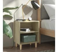 Scandinavian Nightstand Set of 2 with Oak Wood Legs Sonoma 40x30x50cm, Sturdy Bedside Table with 2 Shelves for Bedroom Storage, Modern Side Table Easy to Clean