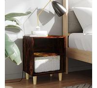 Scandinavian Nightstand Set of 2 with Wooden Legs, Smoked Oak Finish, 40x30x50cm, Sturdy Bedside Table with 2 Shelves for Bedroom Storage, Easy to Clean