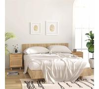 Scandinavian Nightstands Set of 2, Solid Pine Wood Bedside Tables with Rattan Doors, Brown Storage End Tables for Bedroom, 1 Drawer & Open Shelf, Easy Assembly, 40x30x50 cm