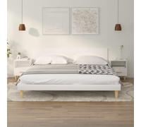 Scandinavian Nightstands Set of 2, White Glossy Modern Bedside Tables with Storage Drawer & Shelf, 40x35x47 cm, Eucalyptus Wood Legs, Durable Plywood for Bedroom, Living Room