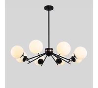 Scandinavian Restaurant Sputnik Chandelier, Minimalist Designer Creative Pendant Light with White Glass Shade Ceiling Lighting Fixture, Height Adjustable