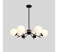 Scandinavian Restaurant Sputnik Chandelier, Minimalist Designer Creative Pendant Light with White Glass Shade Ceiling Lighting Fixture, Height Adjustable