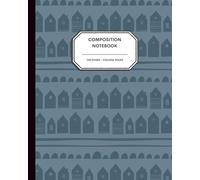 Scandinavian Row Home Notebook - 8x10” - 100 College Ruled Pages - Nordic Doodle Pattern in Tonal Blues for Writing, Journaling & School