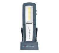 Scangrip Uniform Lámpara de Trabajo LED Recargable | 500 Lúmenes, con Base de Carga, Imán, Gancho y Clip | IP65 Resistente al Agua y Polvo, Cabezal Inclinable, USB-C, Portátil y Ergonómica
