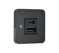 Scanstrut SC-TILE-10 - Enchufe de Carga Dual USB-A y USB-C de Montaje Empotrado 10-32 V | hasta 36 W 12 V / 60 W 24 V | Perfil Ultra bajo Huella de 40 mm | Bisel Negro | Cargador USB Interior Marino