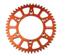 SCAR Corona Aluminio Antibarro Compatible con KTM SX/SXF/EXC/EXCF 125 150 250 300 350 450 500 93-23, Naranja - 52 dientes