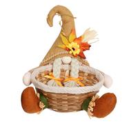 Scarecrow Fruit Basket - Acción de Gracias Candy Basket, Handcrafted Fall Harvest Decor with Cute Scarecrow Doll, Otomn Table Centerpiece | Holiday Home Decor for Kitchen Dining Tiered Party Display