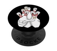 Scared Bowling Pins Funny Bowler Miedo Dibujos Animados con Vendaje PopSockets PopGrip Adhesivo