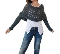 Scarf with Sleeves, Knitted Scarf with Sleeves for Women, Multifunctional Scarf, Sweater Shawl Wrap, Autumn Winter Warm Knitted Sweater Scarf Wrap Shawl Cape (Dark Gray)