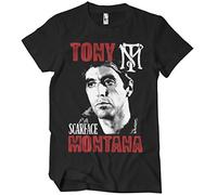 Scarface Licenciado Oficialmente Tony Montana (3XL, 4XL, 5XL) Hombres Camiseta (Negro), Medium