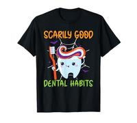 Scarily Buenos Hábitos Dentales Odontología Dental Halloween Camiseta