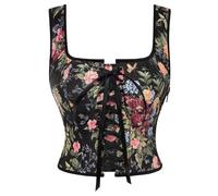 SCARLET DARKNESS Corsé renacentista con cordones para mujer, estilo medieval, floral, cuello cuadrado, sin mangas, Negro, 38