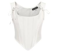 SCARLET DARKNESS Corsé renacentista para mujer, con cordones, estilo vintage, de satén, bustier, blanco, 42