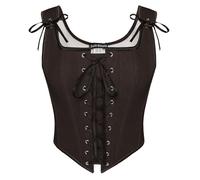 SCARLET DARKNESS Corsé Renacentista para Mujer Top Vintage con Cordones Medieval de Terciopelo Bustier, marrón oscuro, 44