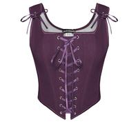 SCARLET DARKNESS Corsé renacentista vintage con cordones para mujer, chaleco campesino medival, para vestido de corsé, Morado (, 38