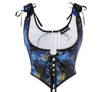 SCARLET DARKNESS Corsé Renaissance para mujer, corsé bajo el busto, top con cordones, Estrella Azul, 42