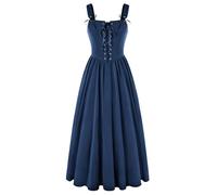 Scarlet Darkness Disfraz renacentista para Mujer, corsé de Espina de pez, Vestido Largo sin Mangas, Color Azul, Talla M