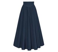SCARLET DARKNESS Falda estilo victoriano para mujer, estilo medieval, cintura alta, maxi, azul oscuro, L