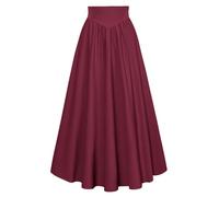 SCARLET DARKNESS Falda estilo victoriano para mujer, estilo medieval, cintura alta, maxi, granate, M