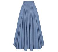 SCARLET DARKNESS Falda larga medieval para mujer, cintura elástica alta, falda larga con bolsillos, azul vaquero, XXL