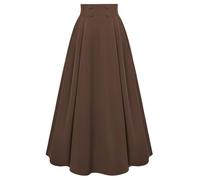 SCARLET DARKNESS Falda larga victoriana para mujer, falda plisada de cintura alta elástica vintage, marrón, M