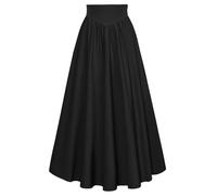 SCARLET DARKNESS Falda Maxi Renacentista para Mujer Cintura Alta Elástica Falda Larga Línea A Falda Vintage con Vuelo, Negro, L