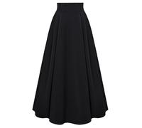 SCARLET DARKNESS Falda victoriana maxi vintage elástica de cintura alta para mujer, Negro , XXL