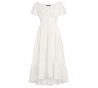 SCARLET DARKNESS Vestido largo renacentista para mujer, hombros descubiertos, dobladillo alto, corpiño, beige, M