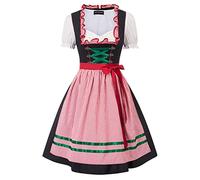SCARLET DARKNESS Vestido tradicional tradicional para mujer, 3 piezas, largo hasta la rodilla, vestido midi de cuadros para Oktoberfest, L, rojo a cuadros