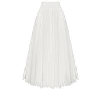 Scarlet Darkness Women Casual Maxi Skirt Flowy Bohemian Renaissance Long Skirts White S