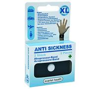scarlet health Banda de acupresión «Sea», 1 par contra náuseas y enfermedades marítimas, para adultos y niños, banda antináuseas para la muñeca, 2 bandas elásticas (negro XL)