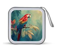 Scarlet Macaw on A Jungle Branch - Estuche de almacenamiento portátil para CD y DVD para coche, hogar, viajes