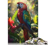 Scarlet Macaw Parrot in Jungle Rompecabezas Imposible,desafío para Adultos Entretenimiento Creativo 1000 Piezas Obra De Arte De Juego De para Adultos Y Niños Mayores De 12 Años 1000pcs (40x28cm)