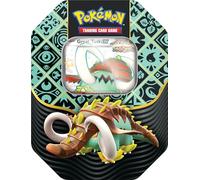 Scarlet & Violet-Paldean Fates Tin - Great Tusk ex (1 Carta Promocional de Foil y 4 Paquetes de Refuerzo)