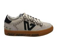 Scarpe donna sneaker Emanuélle Vee Guendalina all strass in pelle white/ black DS25EV01 451P-301-10-P011C WH-BL 38