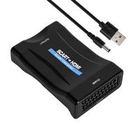 SCART a HDMI - Adaptador convertidor de señal de vídeo 720p/1080p con puerto USB, entrada SCART a salida HDMI, sin funcionamiento inverso Plug & Play para TV, monitor, proyector, compatible con DVD, P