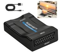 SCART a HDMI Convertidor 1080P/720P con Cable USB, Soporta Resolución 720P/1080P,Adaptador Euroconector a SCART to HDMI para TV HDTV Monitor Proyector, Conversor Compatible con DVD VHS Consolas