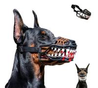 Scary Dog Muzzle with Teeth,Hell Hound Monster Muzzle for Halloween，B：M | Scary Natural Latex Dog Costume Muzzle,Decorative Pet Accessory with Funny Fake Teeth,with Adjustable Straps