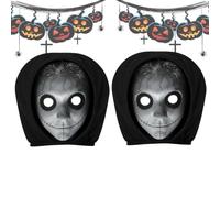 Scary Face Headrest Covers 2 Pieces Elastic Vehicle Head Rest Protection