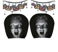 Scary Face Headrest Covers 2 Pieces Elastic Vehicle Head Rest Protection