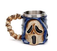 Scary Ghost - Taza con cara de calavera - Mango adornado, 12 onzas, ideal para cerveza, té, café, azul, tonificada, ideal para ocasiones espeluznantes