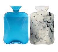Scary Halloween Bats - Botella de agua caliente con funda, bolsa de agua caliente de 2 litros para aliviar el dolor, cuello suave y hombro, calentador de pies de mano, compresa fría y caliente para