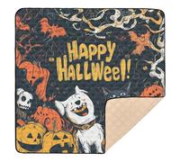 Scary Halloween Happy Halloween Dog Black Cat - Tapete de juego antideslizante grande para el suelo para bebés y niños pequeños, 50 x 50 pulgadas