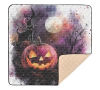 Scary Halloween Jack - O - Lantern - Alfombra de juego grande y elegante para interiores y exteriores, no tóxica, tapete de actividad para el tiempo de barriga, para bebés pequeños, 50 x 50 pulgadas