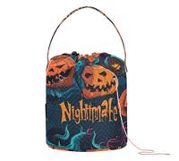 Scary Halloween Jack - O - Lantern Crochet Tote Bag Crochet Project Bag Portable Craft Bag for Art Supply Travel Knitting