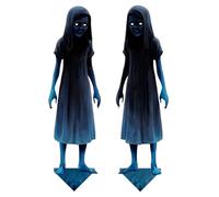 Scary Halloween Stakes, decoraciones de jardín de casas embrujadas, 15,75x4,53 pulgadas compactas pero llamativas, accesorios de terror al aire libre espeluznantes para césped, porche, patio